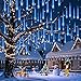 Weepong Meteor Shower Lights Outdoor Christmas Lights UL Certified Falling Rain Drop Snowfall Icicle Cascading String Light for Xmas Holiday Tree Wedding Party Garden Decor Blue, 12 Inch 8 Tubes