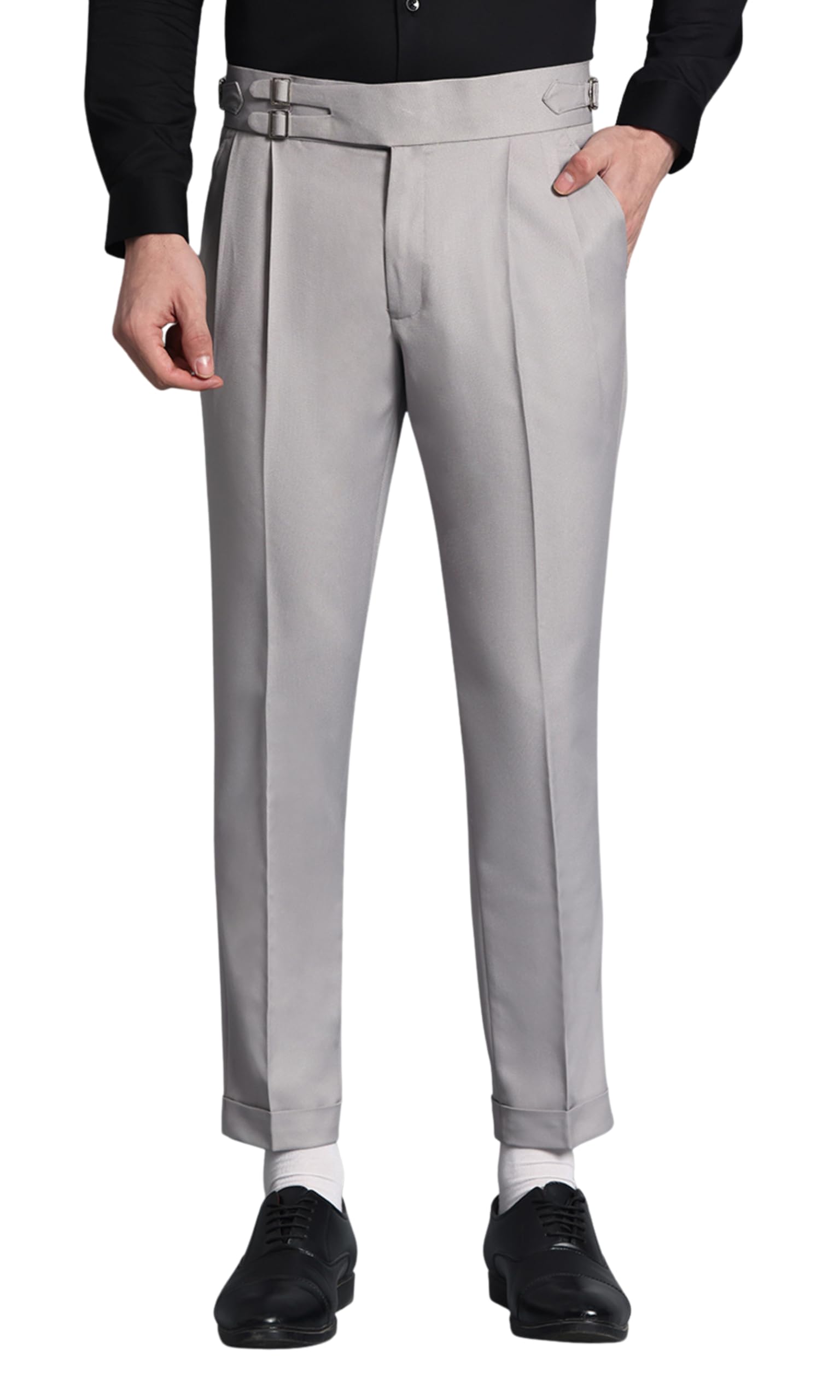 Gurkha Pants for Men | Trouser for Men | Formal Pant | Double Buckle | Regular Fit Trouser High Waist Pleated Casual Trousers | Straight Leg Pants for Office Smart Casual Travel Party-picture-29