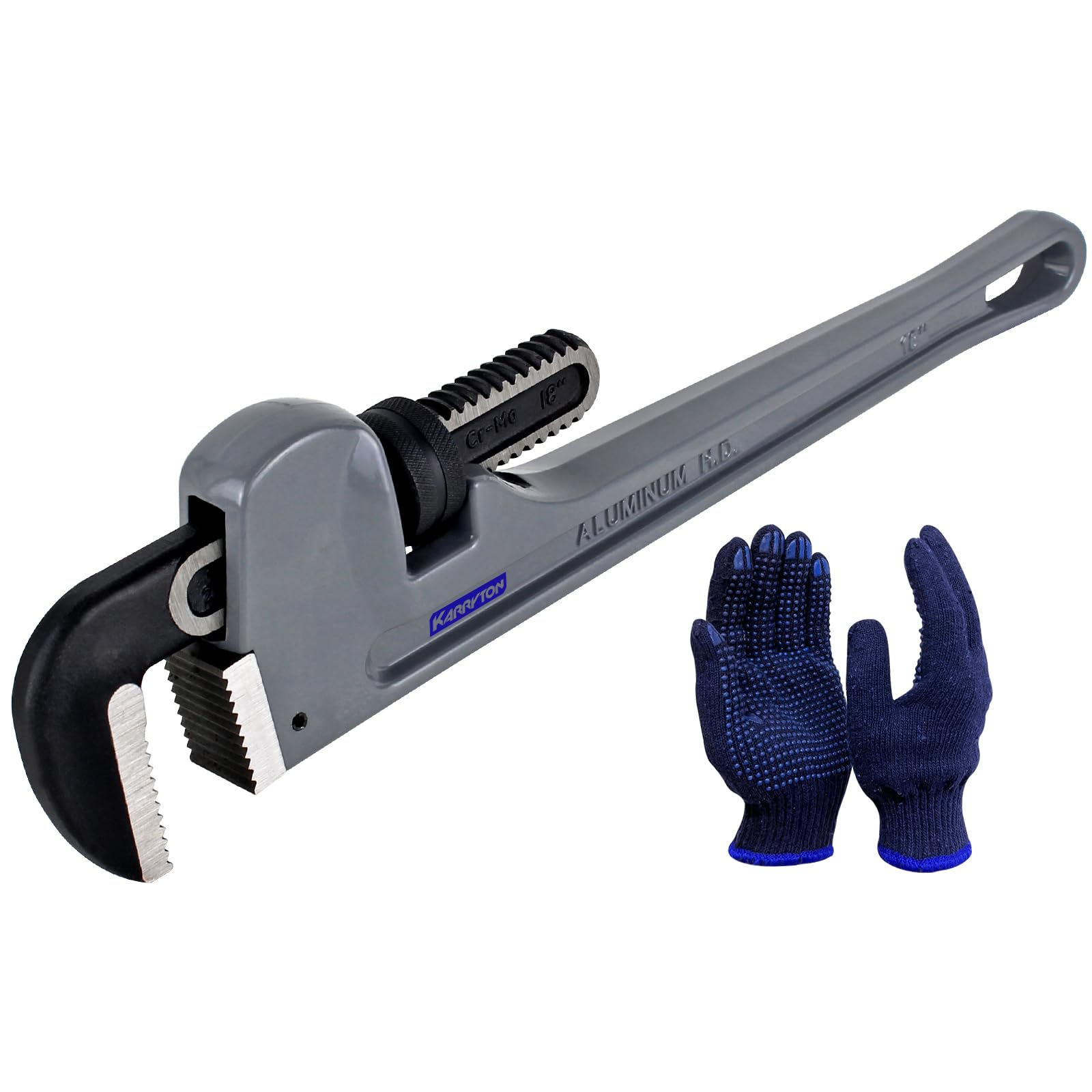 Llave de tubo de aluminio de 45,7 cm, 83 mm, apertura de mandíbula Cr-Mo ajustable, llaves de fontanería de mango recto de aluminio resistente, herramienta perfecta para fontaneros supera el