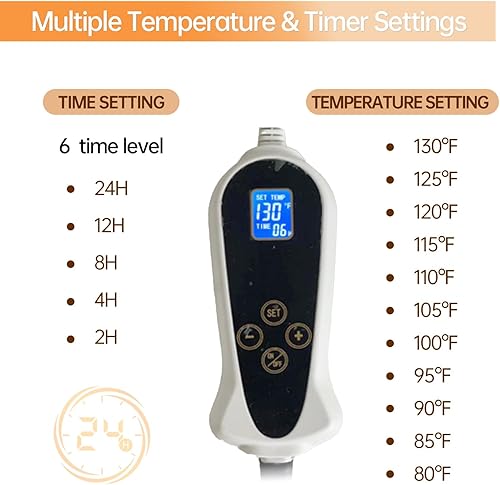 Miniatura 4 de Almohadilla térmica para mascotas, almohadilla térmica eléctrica para perros y gatos con 6 temperaturas ajustables y 5 temporizadores, almohadilla