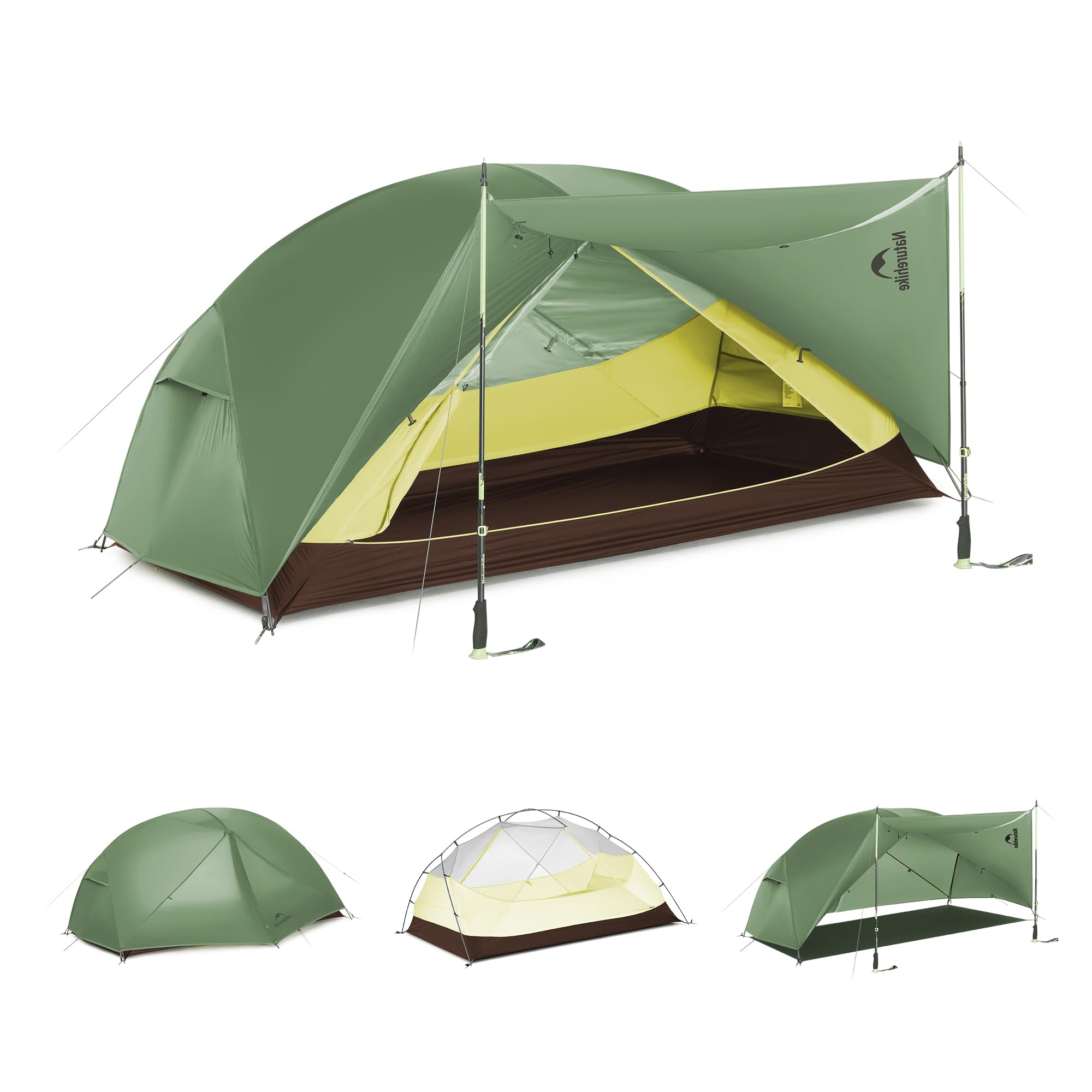 Naturehike Mongar Pro/Base Ultraleichtes Zelte Winddicht Wasserdicht Trekkingzelt Tragbar 1 & 2 & 3 Personen Zelt 3-4 Saison für Camping Wandern