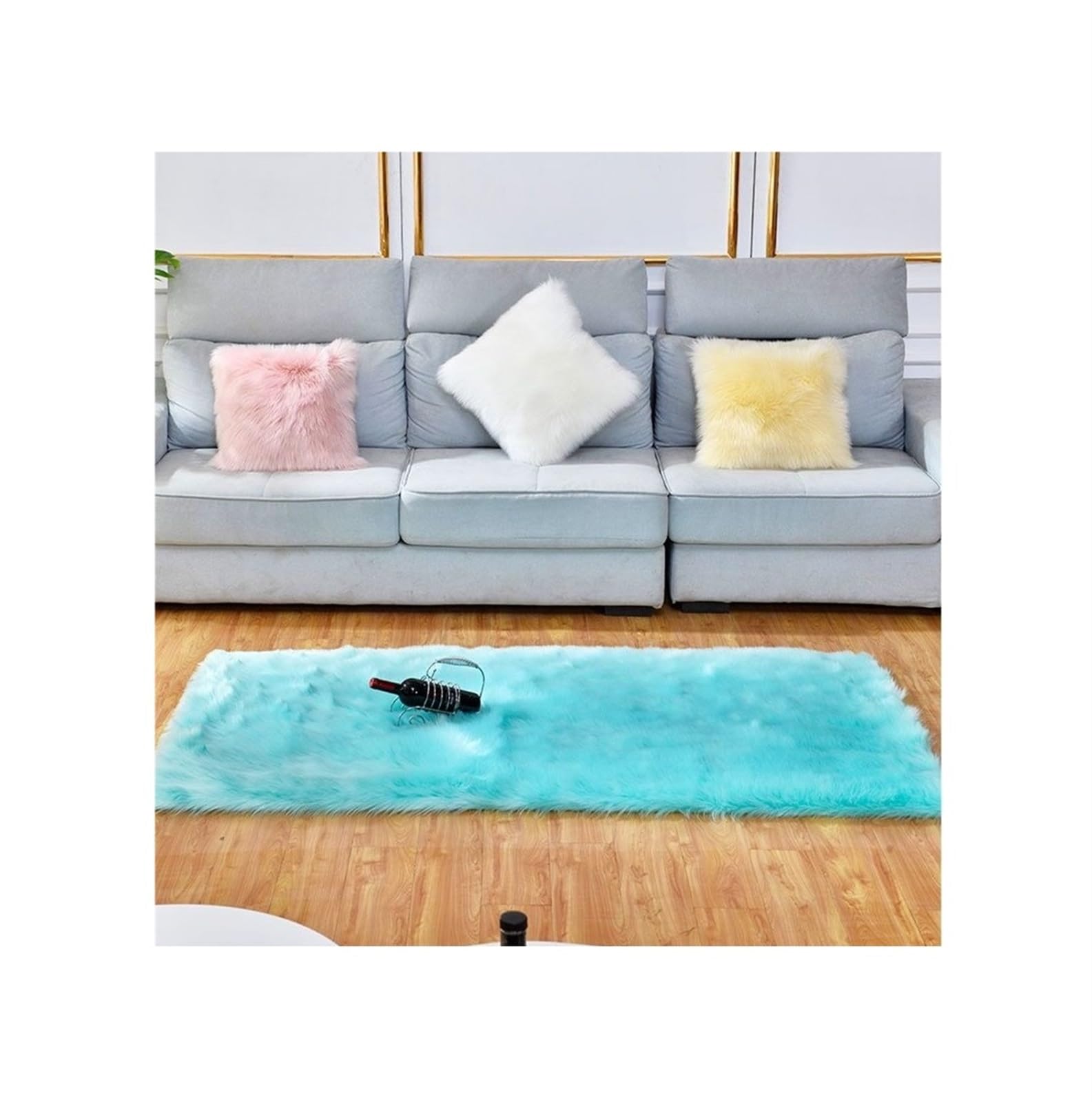 Tapis à poils longs en fourrure artificielle 60x90cm pour chambre
