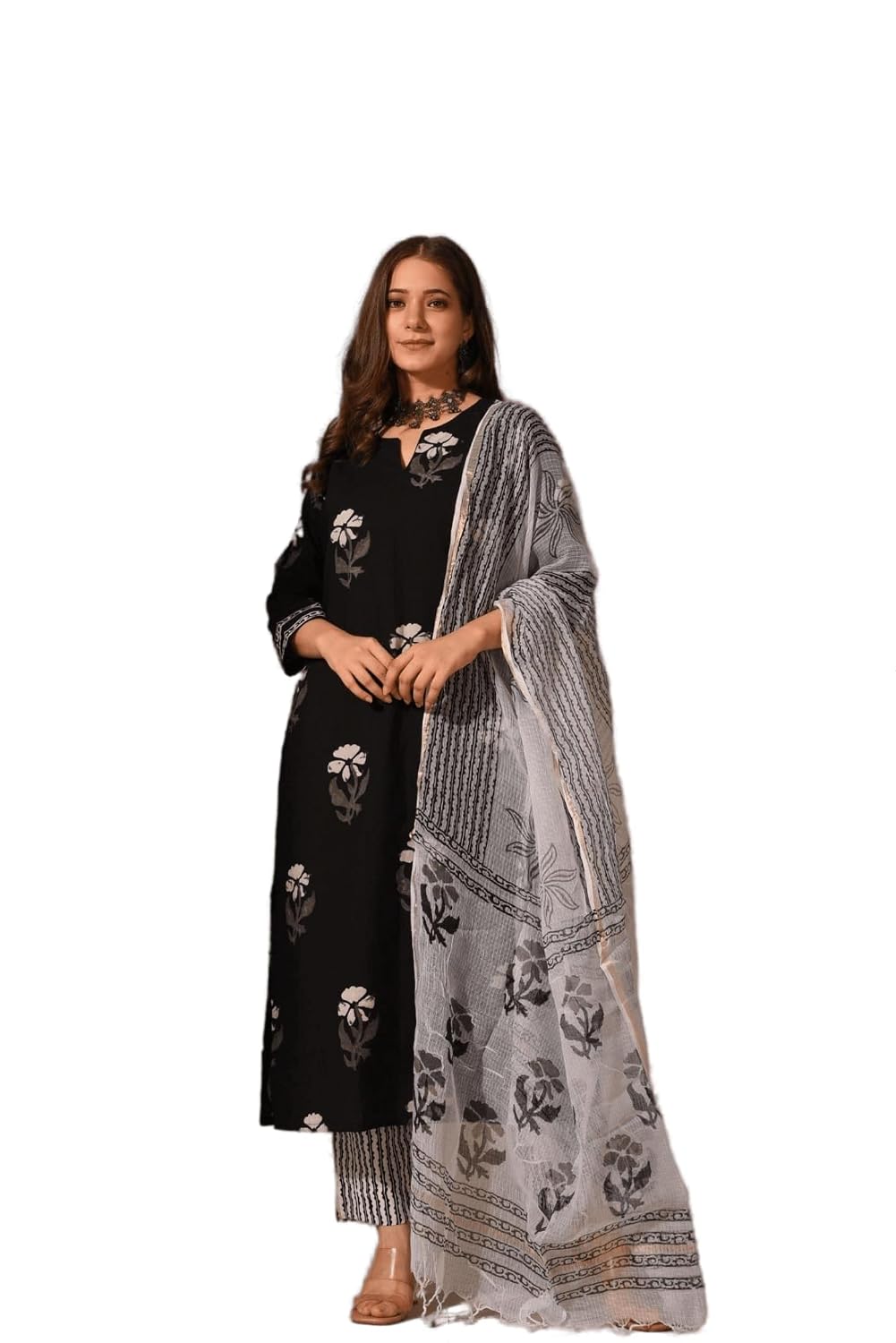 Royal Export Women's Cotton Blend Floral Print Kurta Set-Black - Review, Price and Buying Guide