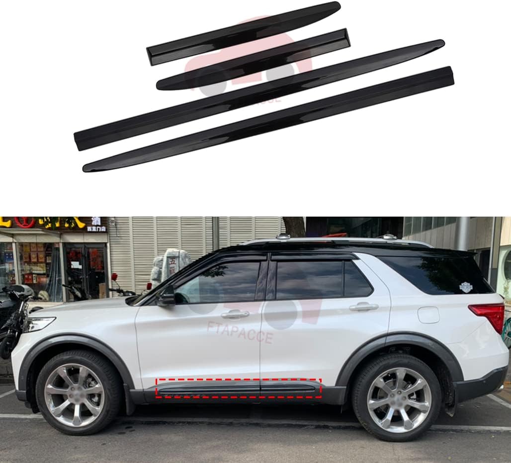 4PCS Side Door Sill Molding Trim Bar Plate Fits for Ford Explorer 2020-2022 ABS Plastic (Black)