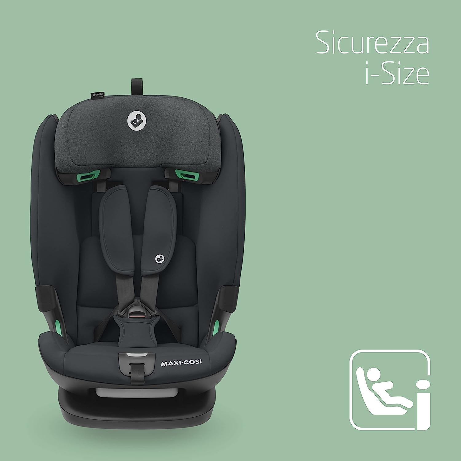 Maxi-Cosi Titan Plus i-Size, Seggiolino Auto ISOFIX, 15 Mesi - 12 Anni (76 - 150 cm), Reclinabile in 4 Posizioni, Regolabile in Altezza, Side Impact Protection G-CELL, per Bambini, Authentic Graphite