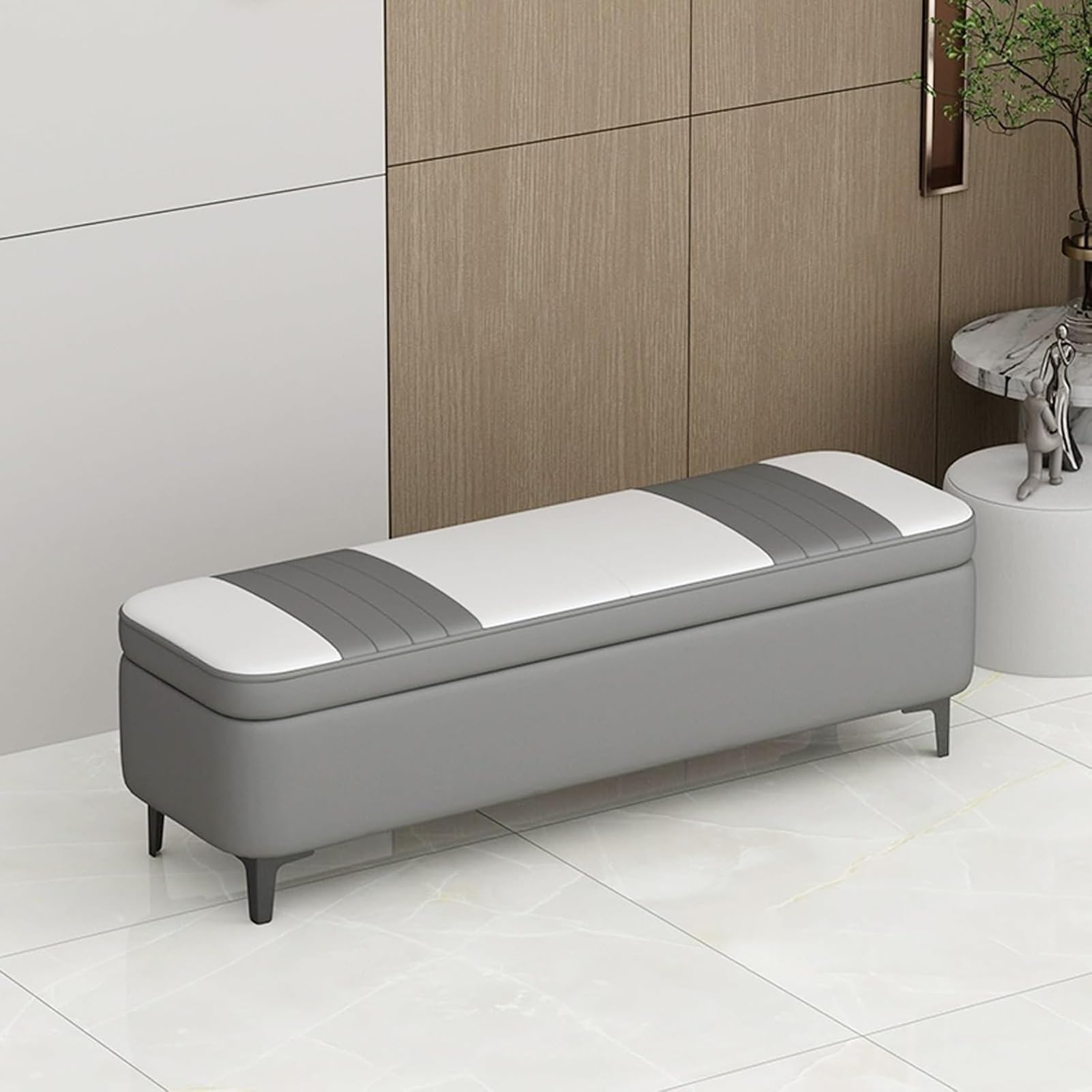 Organisateur de salon haut de gamme avec banc en lin et bois durable