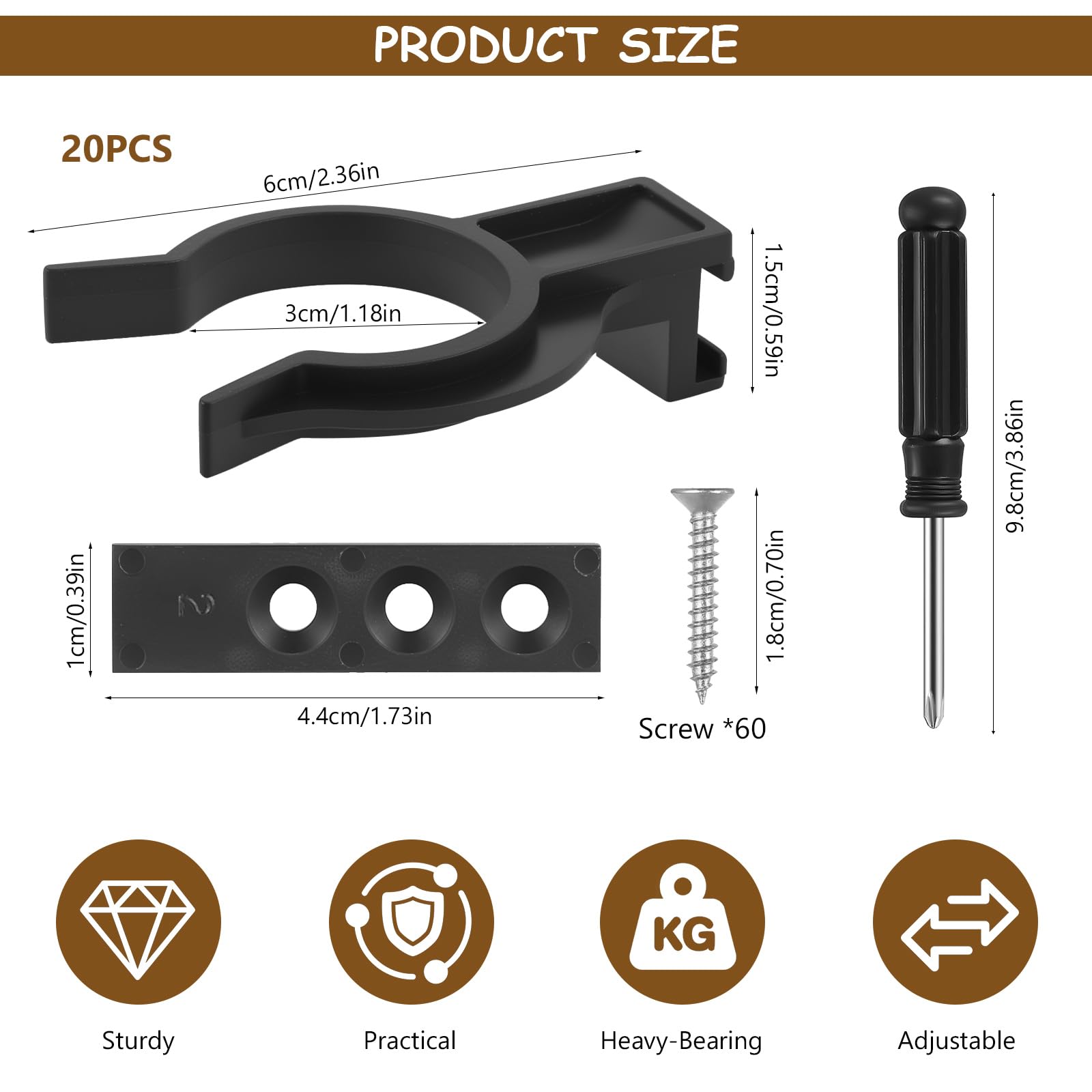 20 Pz Ganci Zoccolo Cucina, Ganci per Zoccolo Cucina Universali, Clip Fissaggio per Battiscopa da Cucinas, Gancio Clip Battiscopa Zoccolino Cucinas Patas 28-32 mm, con 60 Viti e 1 Cacciavite