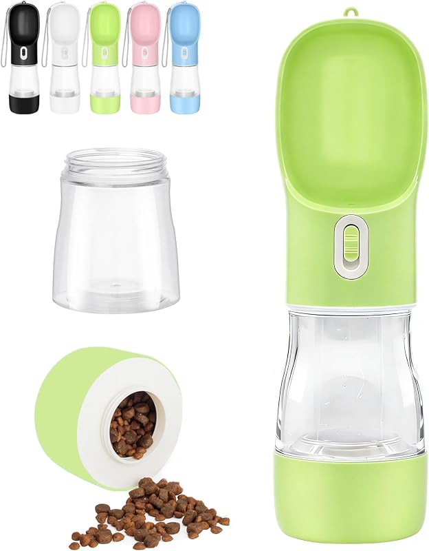 Garrafa de Água Portátil para Cães Misthis com Tigela e Compartimento para Alimentos, 250 mL + 200 mL