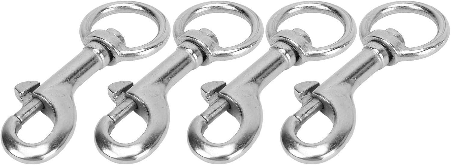 4PCS Heavy Duty 316 Stainless Steel Rotate Eye Screw Snap Hooks, Marine Grade Diving Clips, 360 Degree Rotating Base for Multipurpose Use (4#)