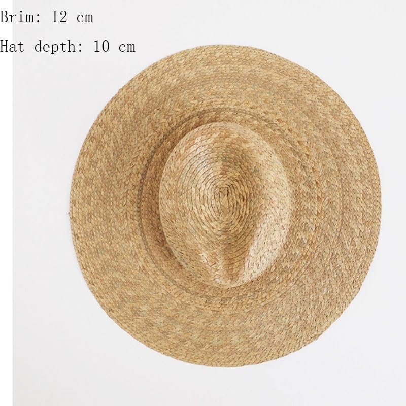 Kui Leaf Grass Woven Jazz Top Hat with Wide Brim for Sun Protection Shade