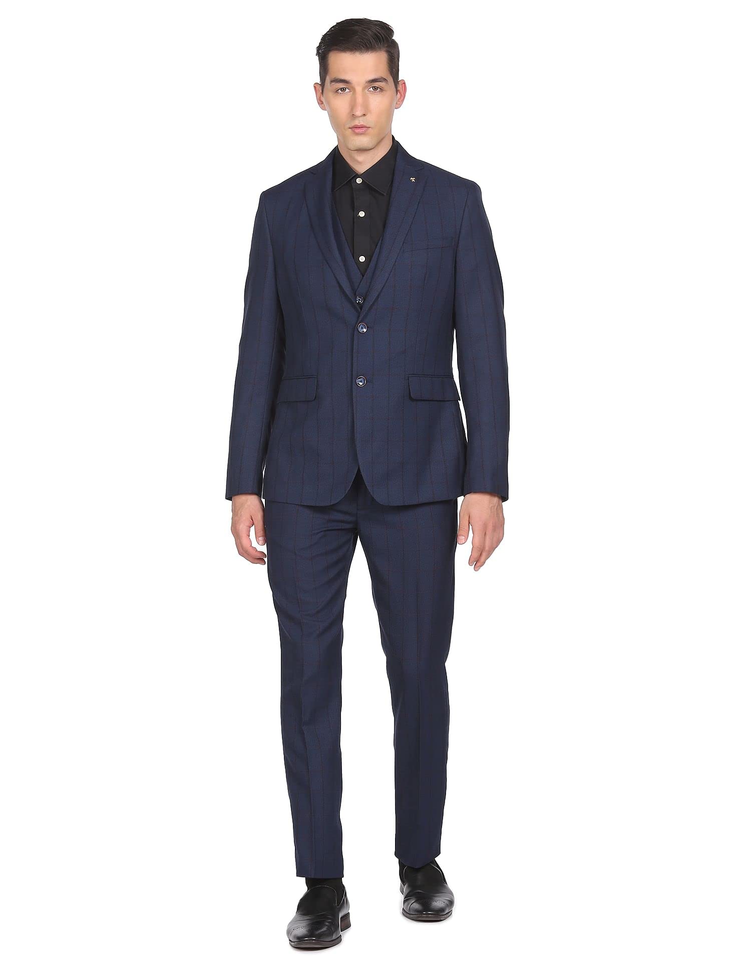 arrow Men's Polyester Blend Checkered Formal Business Suit Pants Set-picture-19