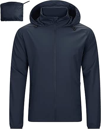 Regenjacke Herren Wasserdicht - Leichte Outdoorjacke Mit Kapuze