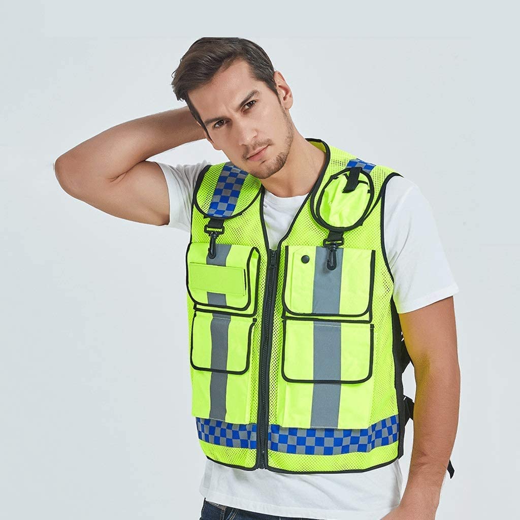 Alta Visibilidad de Seguridad de Seguridad de Trab Traje reflectante for motocicleta, chaleco reflectante de seguridad de color amarillo fluorescente, chaleco de construcción de tela de malla transpir