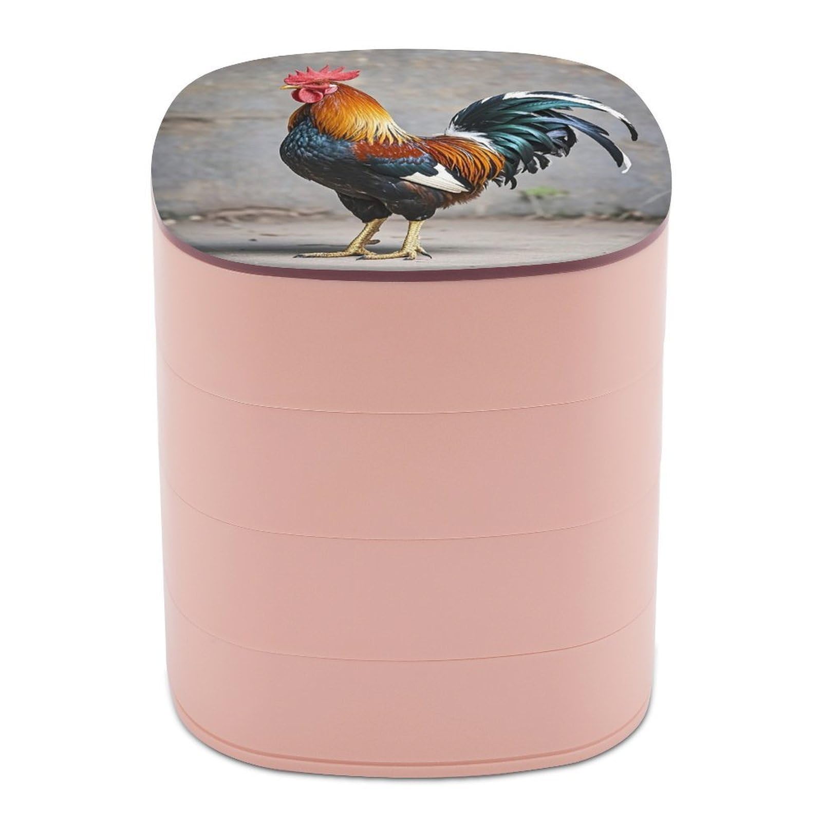 FekiLoot Rotating Rooster Jewelry Box Large Capacity Jewelry Organizer with Mirror 4 Tier Hoop Ring And Earring Holder With Lid Small Travel Jewelry Case for Women