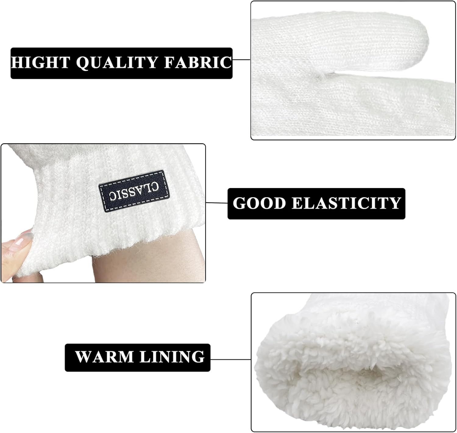 Beurlike Winter Mittens Gloves for Women Warm Fleece Lining Knit Thick Gloves for Cold Weather - Image 3