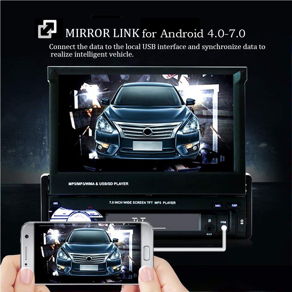 Buy Camecho Bluetooth Car Radio GPS Car Stereo 1 DIN 7 Inch Foldable