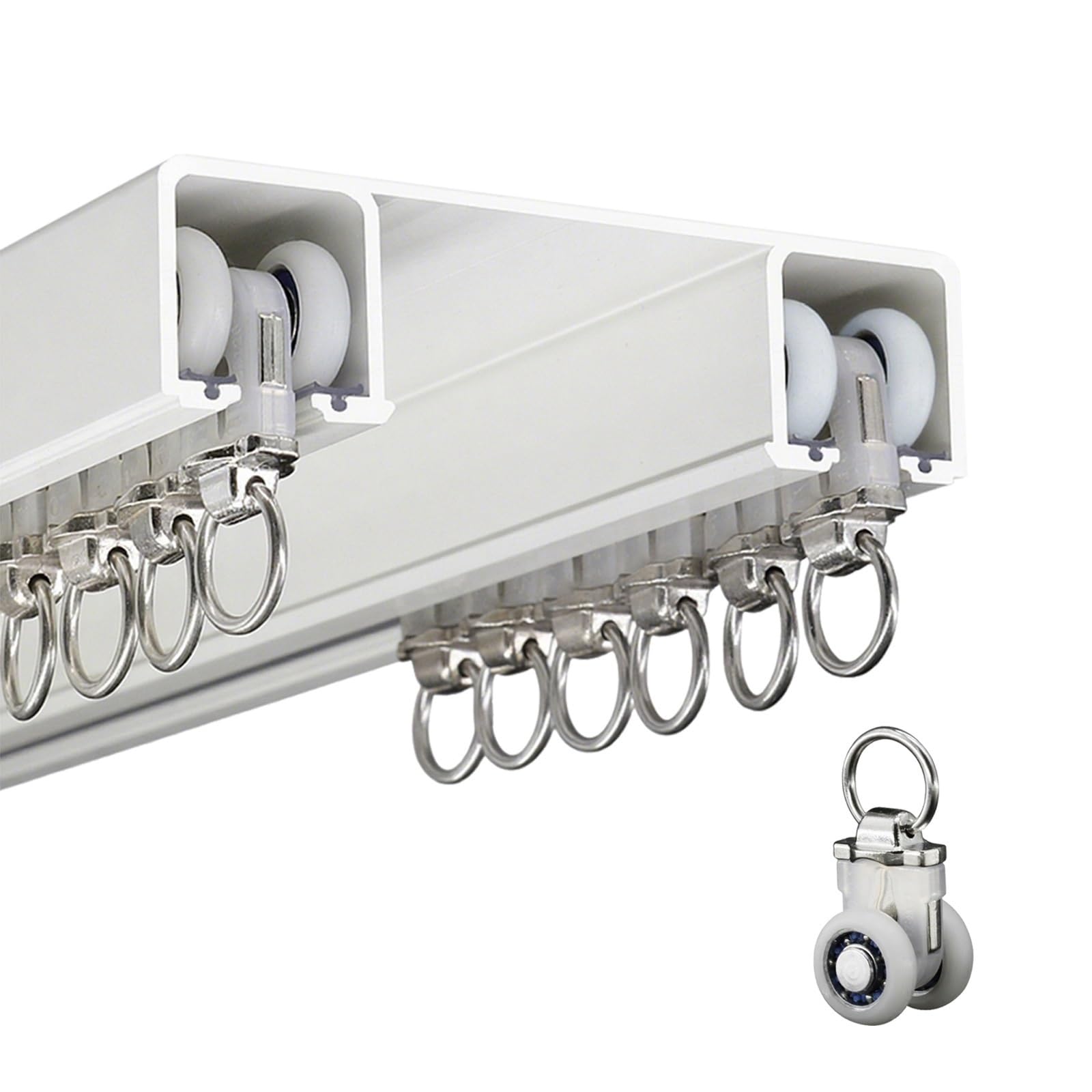 Binario per tende a doppia fila, Montaggio a soffitto Sistema a doppio binario per tende per tende, per camera da letto/soggiorno/finestra/hotel Divisori per ambienti, Facile da installare(White,4m(13