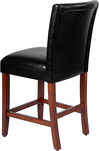 Miniatura 12 de HomePop Home Decor - Taburete de bar clásico con altura de mostrador, juego de 1, taburete de bar tapizado de piel sintética de 24 pulgadas, muebles