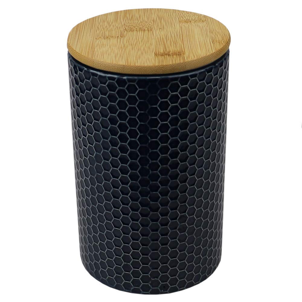 Home Basics Large Honeycomb Design Kitchen Canister (Navy) Modern Canister Sets For Kitchen Counter | With Bamboo Lid | Perfect For Storing Dry Food, Baking Staples, Snacks, and More