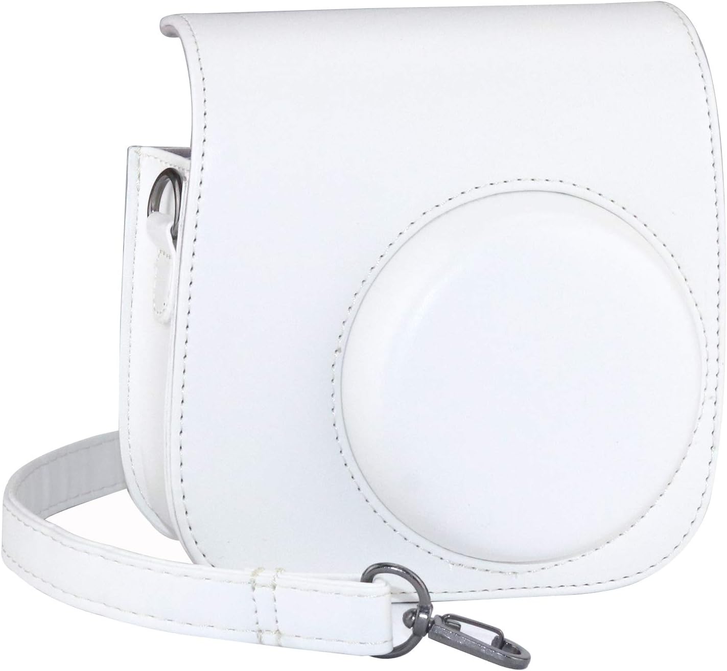 PU Leather Instax Mini 8 Camera Case for Fujifilm Instax Mini 8/ Mini 8+/ Mini 9 Instant Camera with Adjustable Strap and Pocket (White)