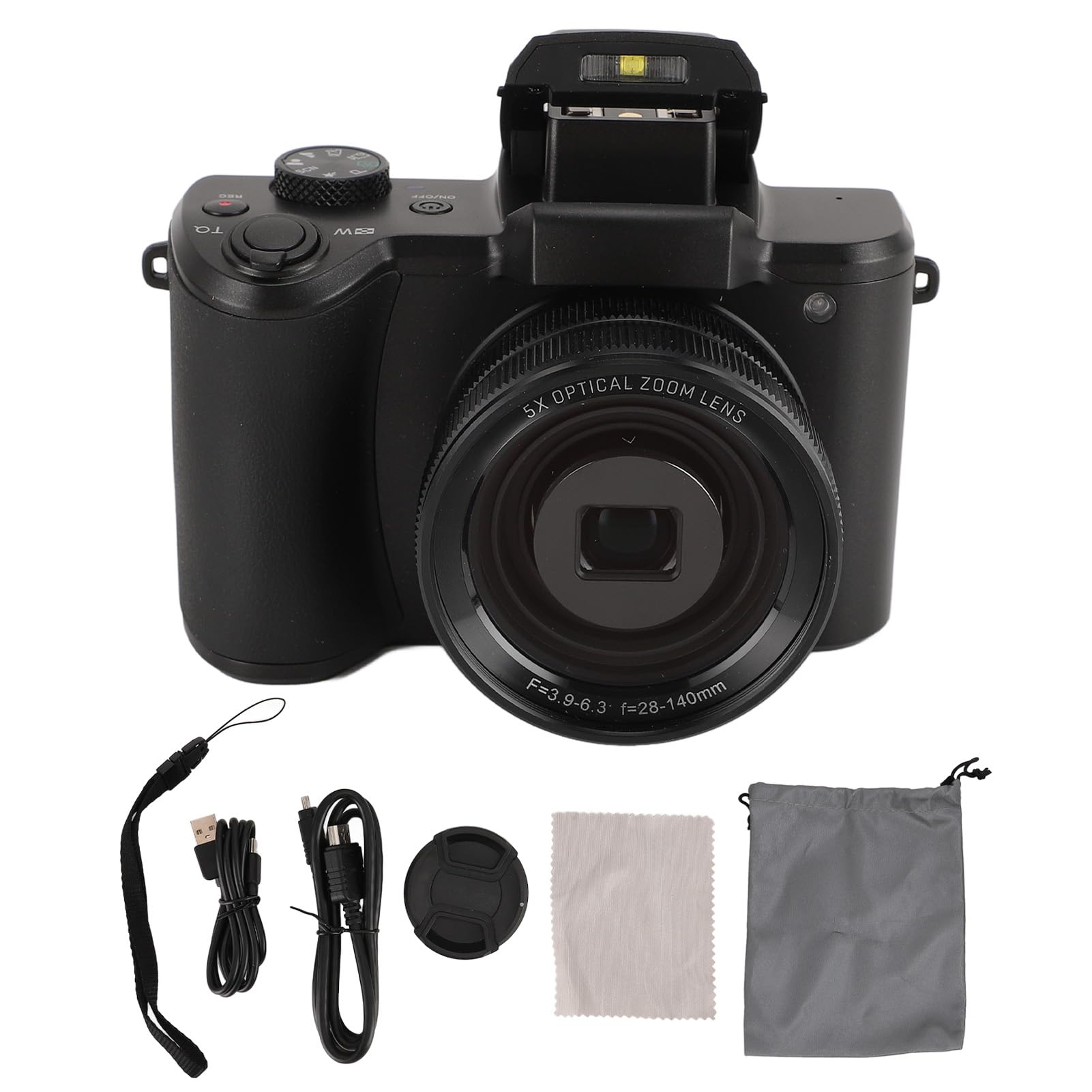 Fotocamera Digitale 5K Videocamera per Vlogging da 64MP con Display 3.2 I, Doppia Fotocamera, Design Antiurto - Fotocamera 5K Multifunzionale Ad Alta Definizione per Fotografia e
