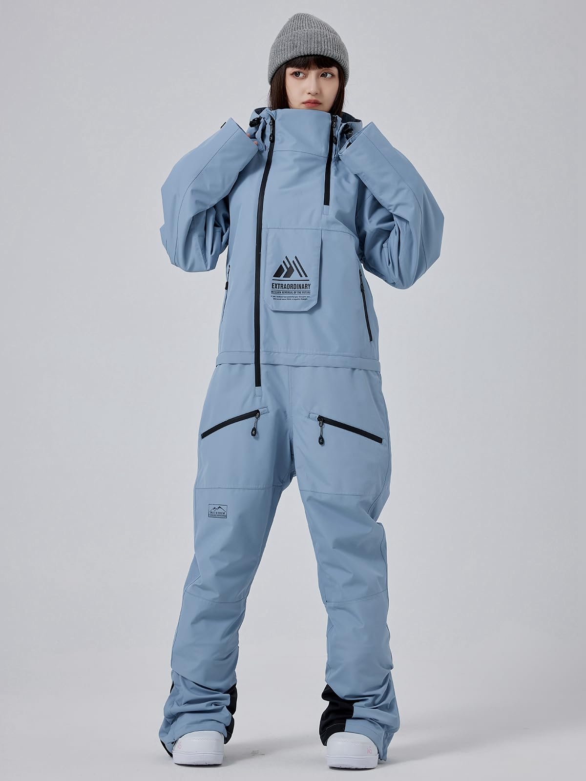 HOTIAN Damen Schneeanzug Einteilig Schneeanzug Wasserdicht Winddicht Warme Schnee SkifahrenSchneeoverall Jumpsuit Mit Kapuze Outdoor Skifahren Sätze