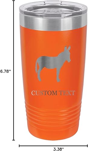 Miniatura 8 de Vaso de acero inoxidable con aislamiento al vacío de 20 onzas personalizado de doble pared grabado con láser, taza negra para café, burro,