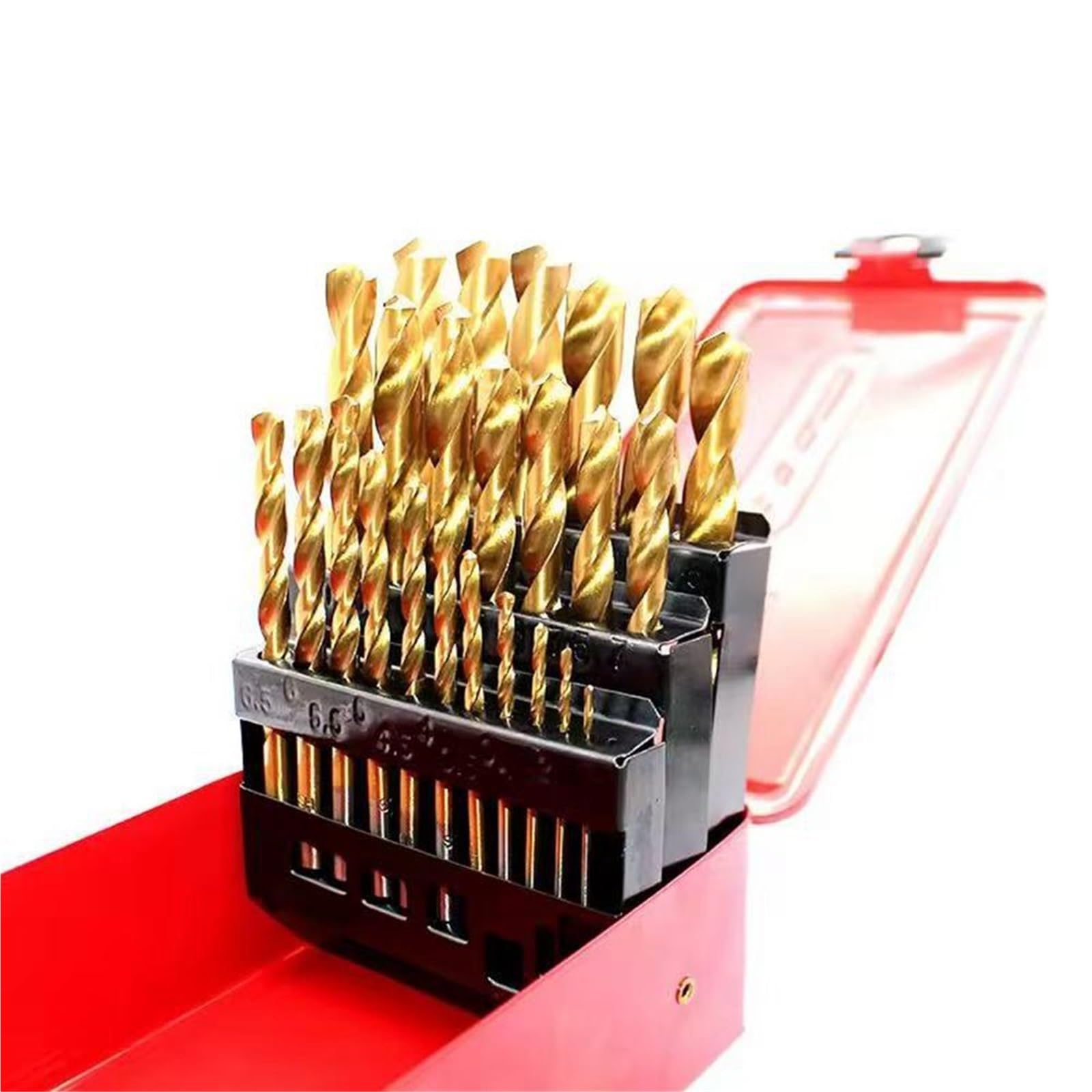 Juego de brocas para taladro rotativo Juego de 25 brocas 1-13 mm HSS/titanio/óxido negro for metal, acero, madera y plástico, helicoidales alta velocidad con estuche(Color 3)