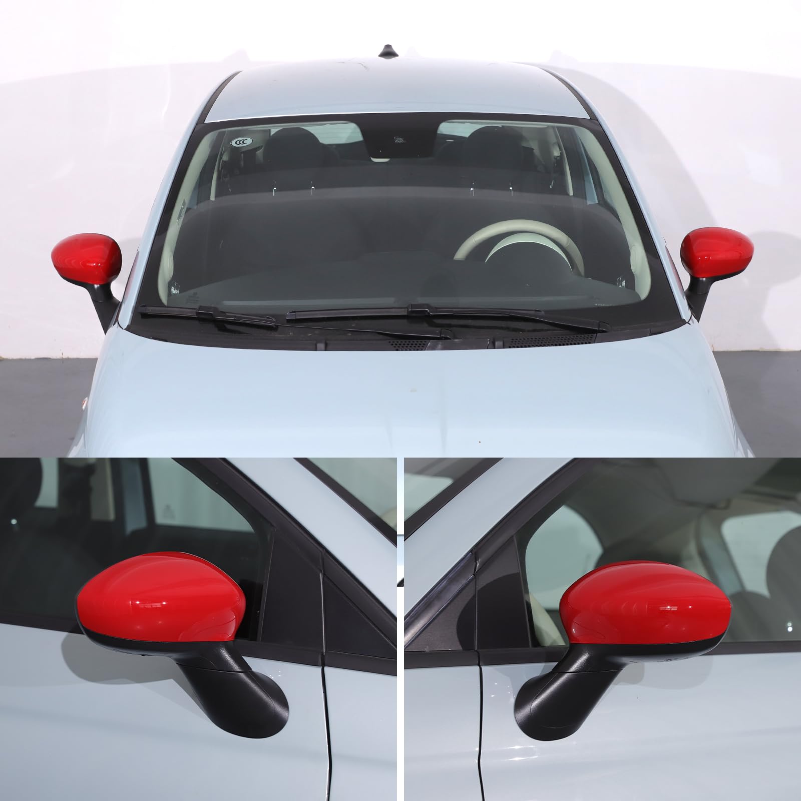 COPPIA CALOTTE SPECCHIO ESTERNO COMPATIBILE CON @FIAT @500 500C/500E/Abarth 500 2007-2024 COPRISPECCHIETTI DI RICAMBIO PER SPECCHIETTI POSTERIORI (ROSSO)