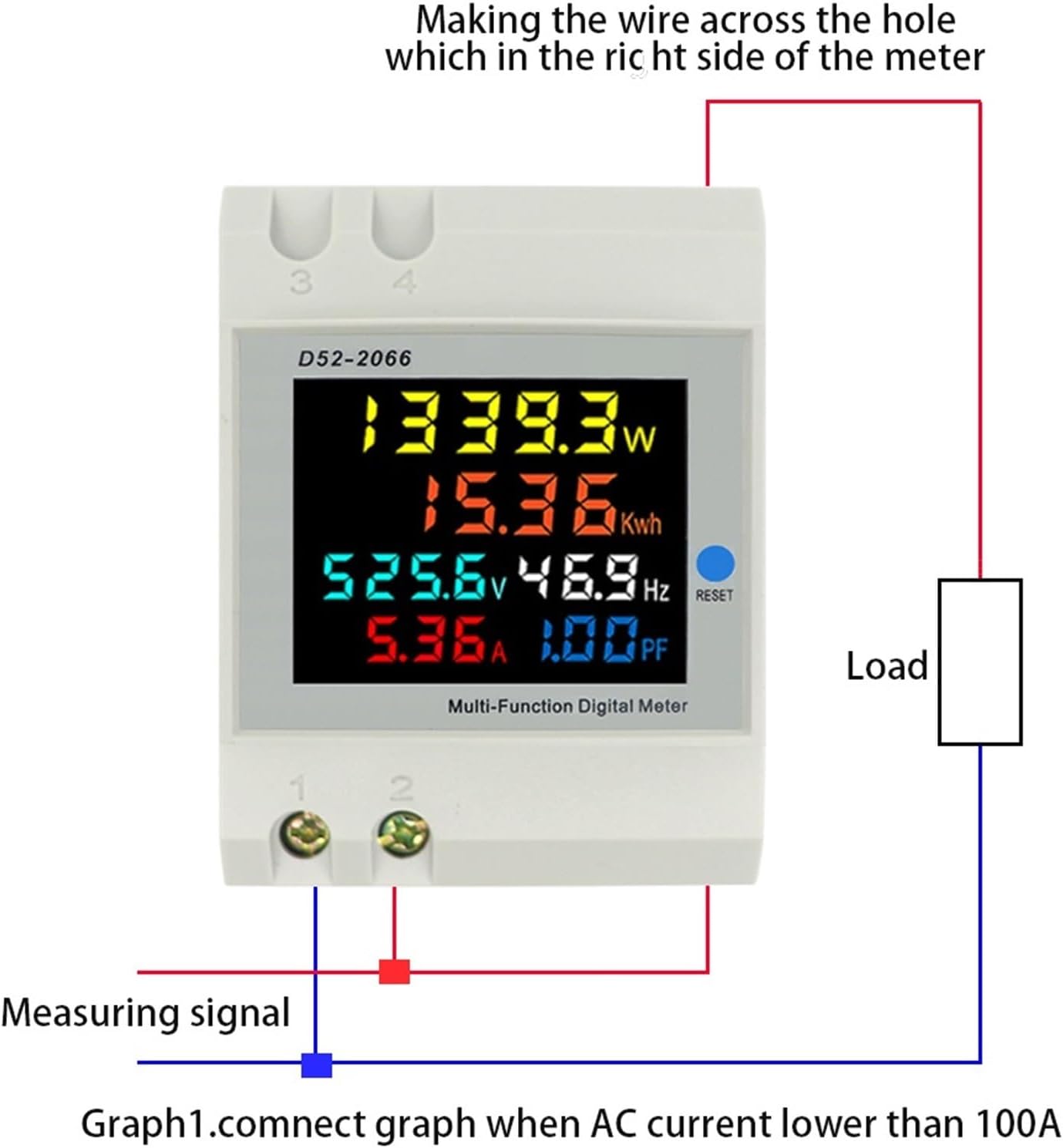 Wiring Diagram for EVURU D52-2066 with Built-in CT for AC Current lower than 100A