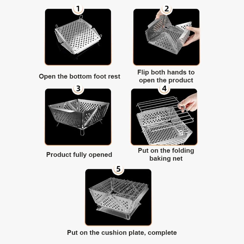 Barbecue a carbonella, pieghevole, portatile, leggero, per grigliare all'aperto, campeggio, escursionismo, viaggi, picnic, barbecue, feste, per tutte le grigliate e le verdure