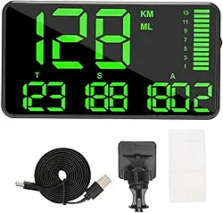 Visor universal GPS para carro com velocidade e altitude, quilometragem e tempo, alertas de fadiga e velocidade, preto, alimentação USB, serve para todos os veículos