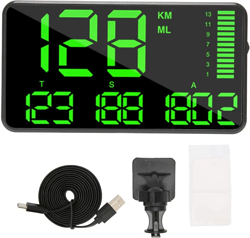 Visor universal GPS para carro com velocidade e altitude, quilometragem e tempo, alertas de fadiga e velocidade, preto, alimentação USB, serve para todos os veículos