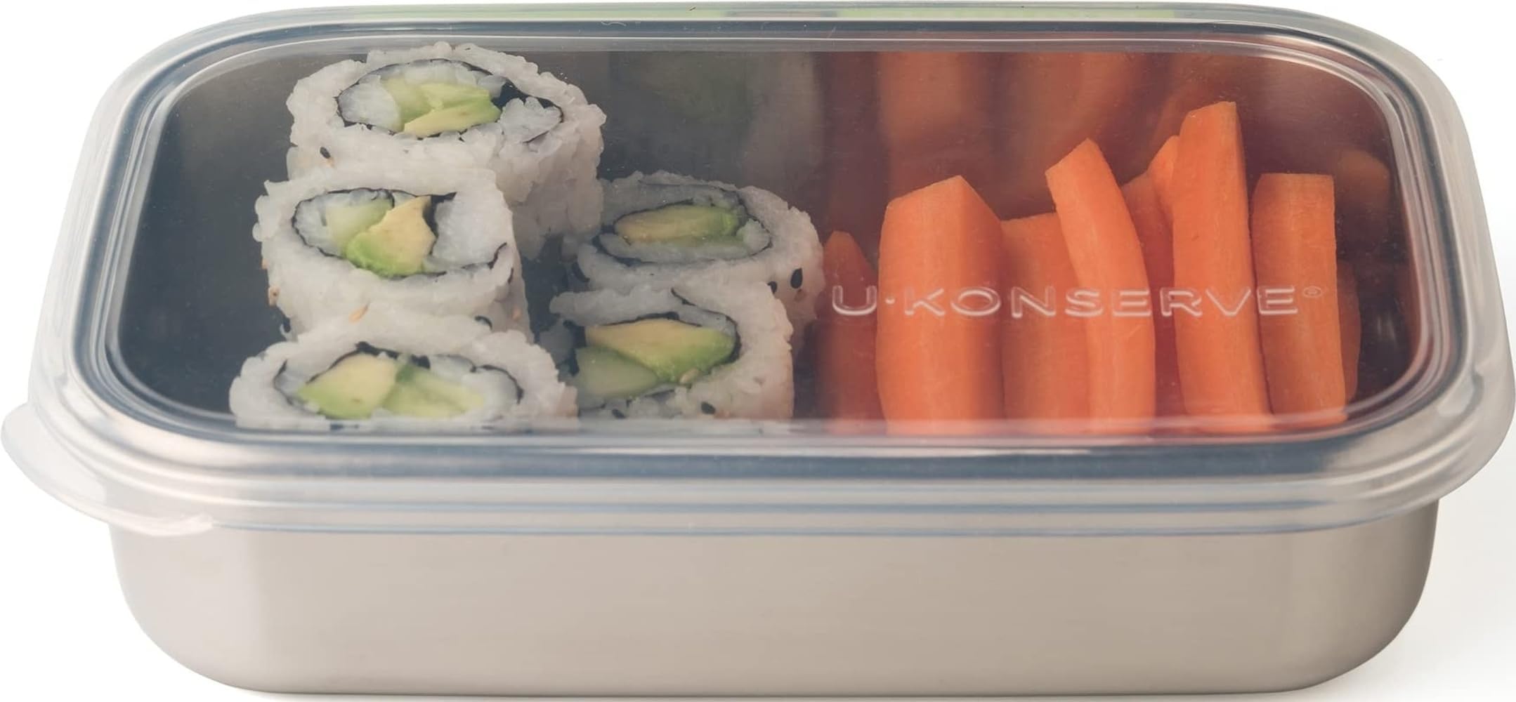 U-Konserve 25 oz Stainless Steel Rectangle Bento Food Container Clear