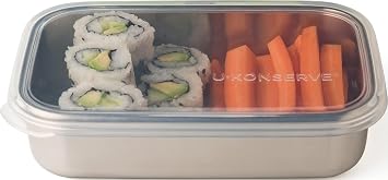 U-Konserve 25 oz Stainless Steel Rectangle Bento Food Container Clear