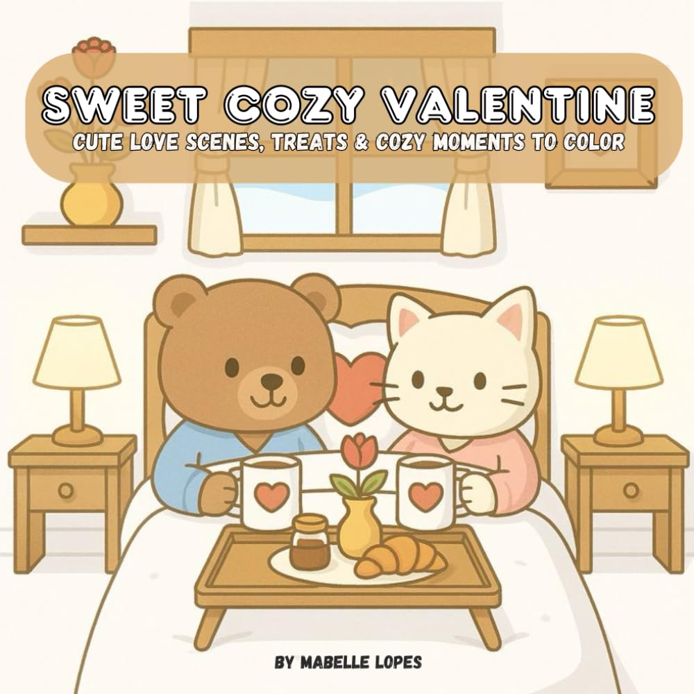 Sweet Cozy Valentine: Cute Love Scenes, Sweet Treats & Cozy Moments to Color