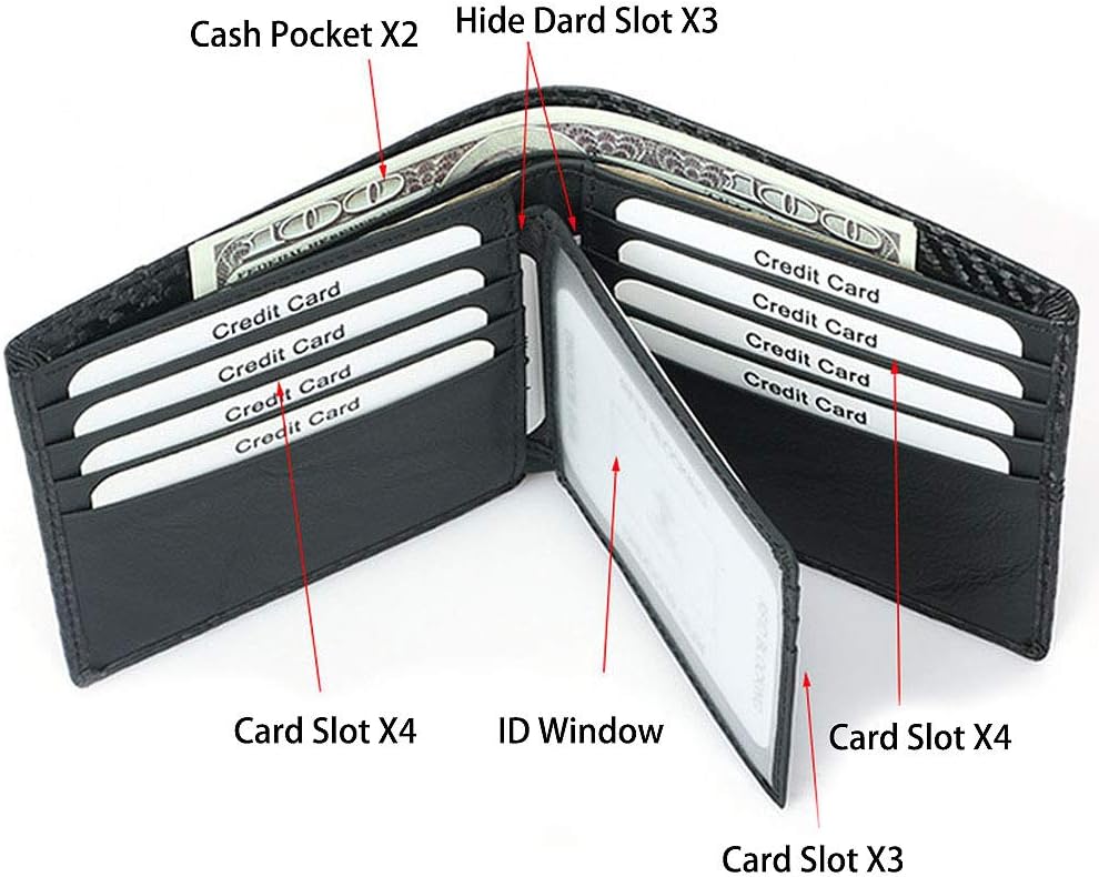 MINTEGRA RFID Blocking Card Wallet Minimalist Clutch Wallets Carbon Fiber Slim Card Holders with Cash Slot - Image 4