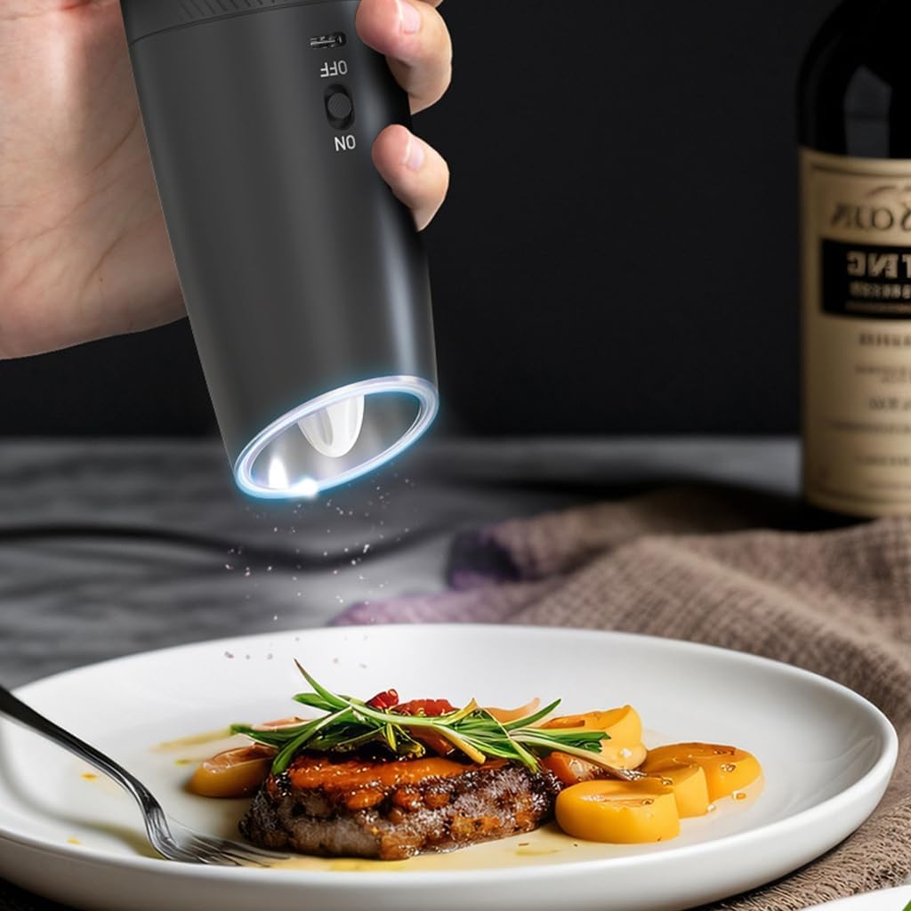 Electric Pepper Salt Mill Electric Spices Grinder Adjustable Coarseness Mill Adjustable Grinder ABS Texture for Cooking