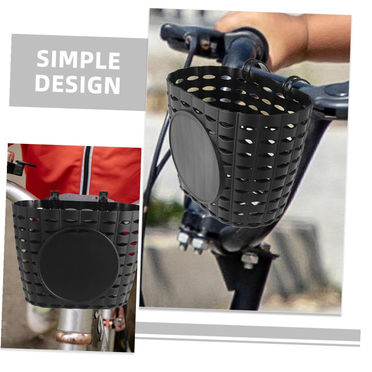 PRETYZOOM Cesta de Bicicleta Desmontable para Niños con Correa, Fácil Instalación, Material Plástico Negro, Accesorio Adecuado para Bicicletas Infantiles