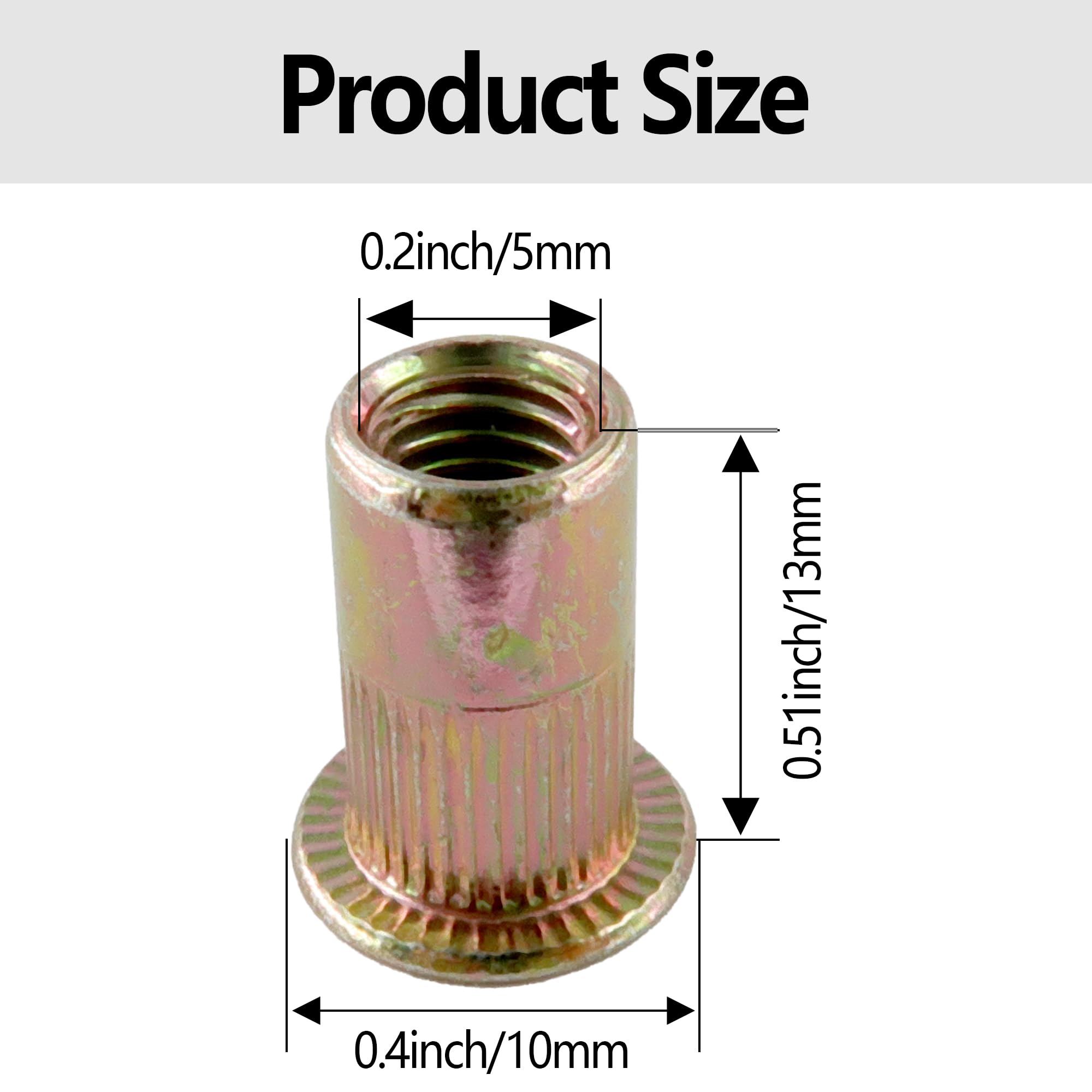 Snapklik.com : 100PCS M5 Rivet Nuts, Carbon Steel Flat Head Rivet ...