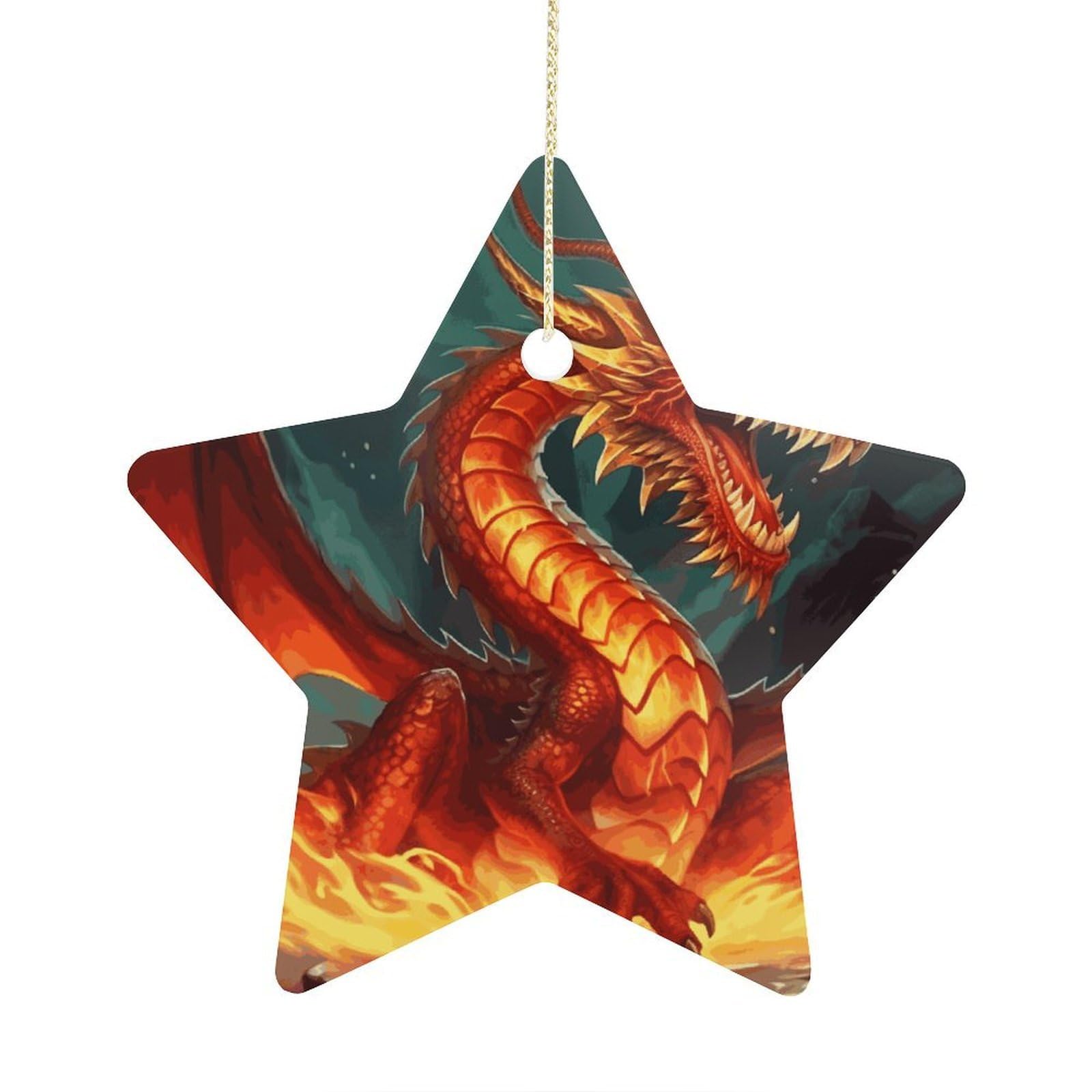 Fodpand Women's Style Dragon King In Fire Ornament With String, Keepsake Hanging Decorations,Ceramic Ornaments For Men Indoor Home Holiday Party Gifts