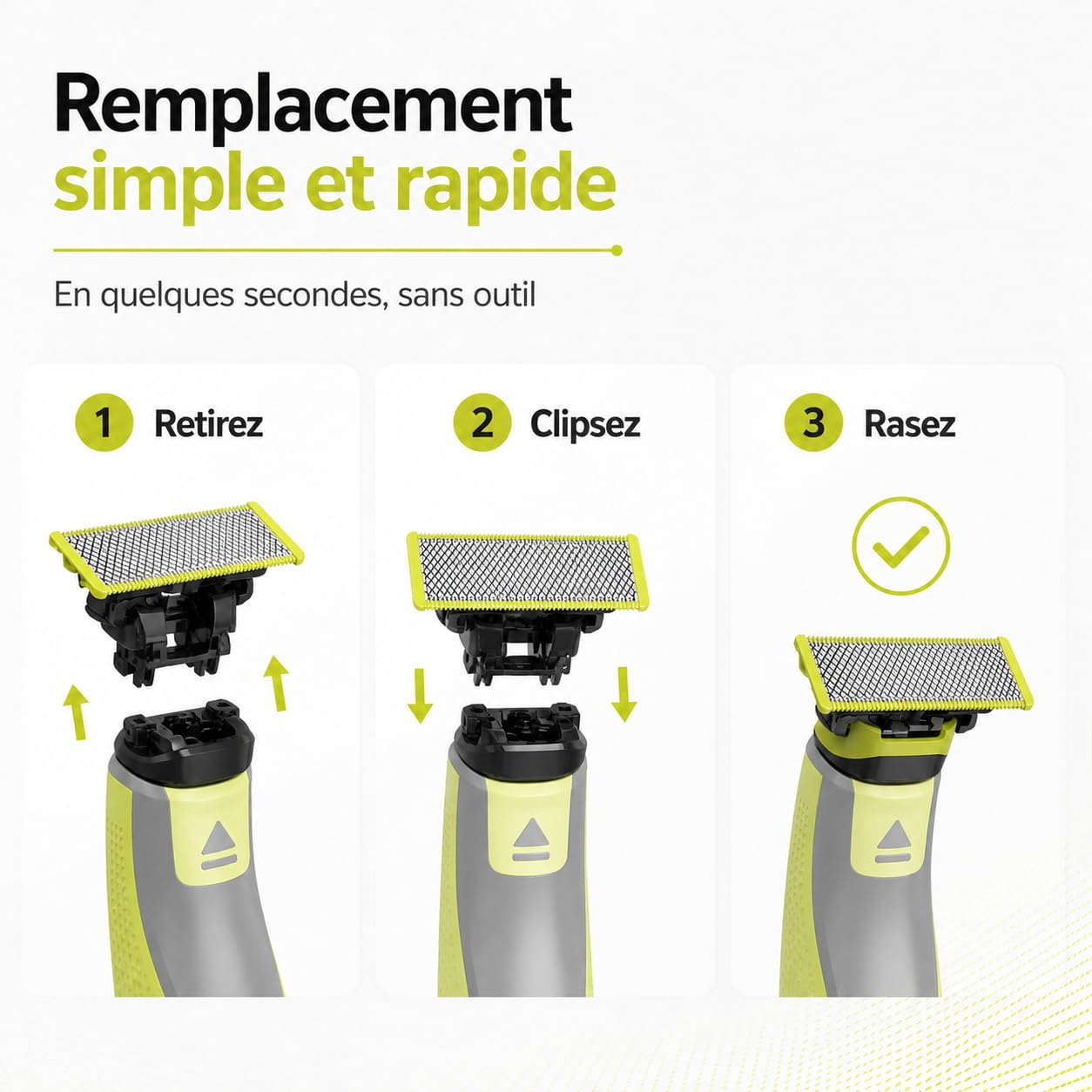 Lame de rasoir électrique - Lot de 3 lames - Compatible avec tous les modèles O Blade- Rasage et entretien de la barbe - 4 mois d'utilisation