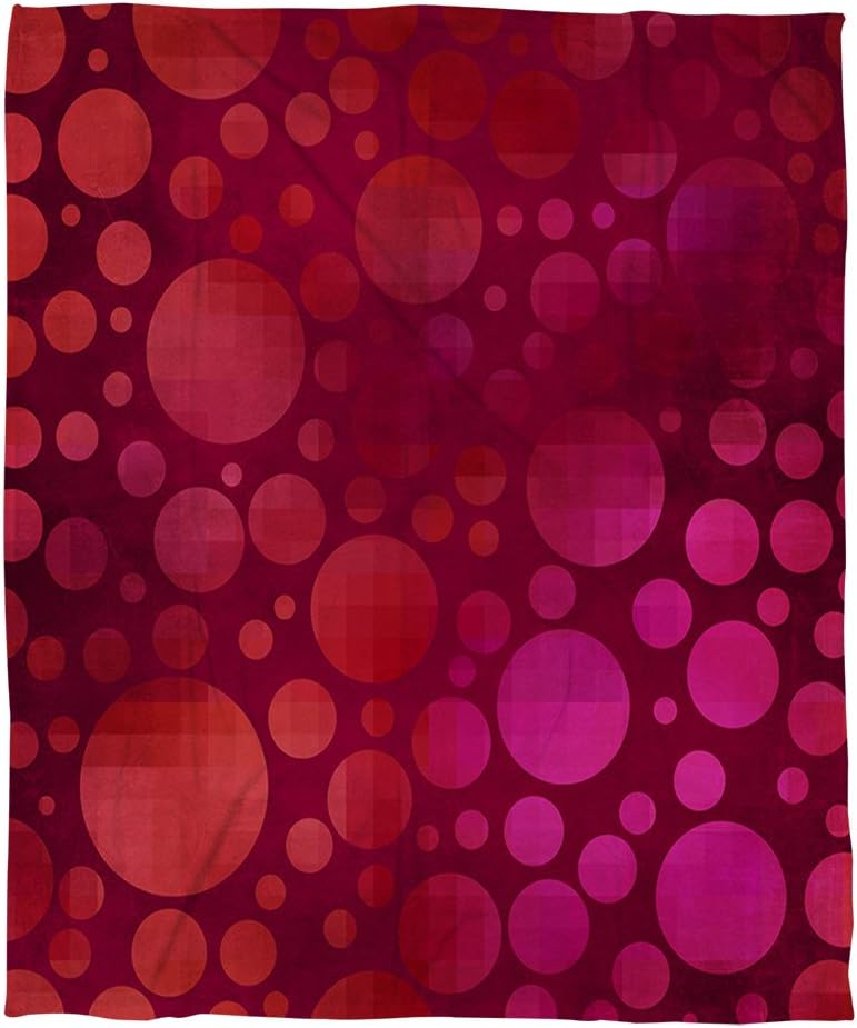 Manual Woodworkers & Weavers Coral Fleece Throw, 50 by 60-Inch, Circles 1 Pink