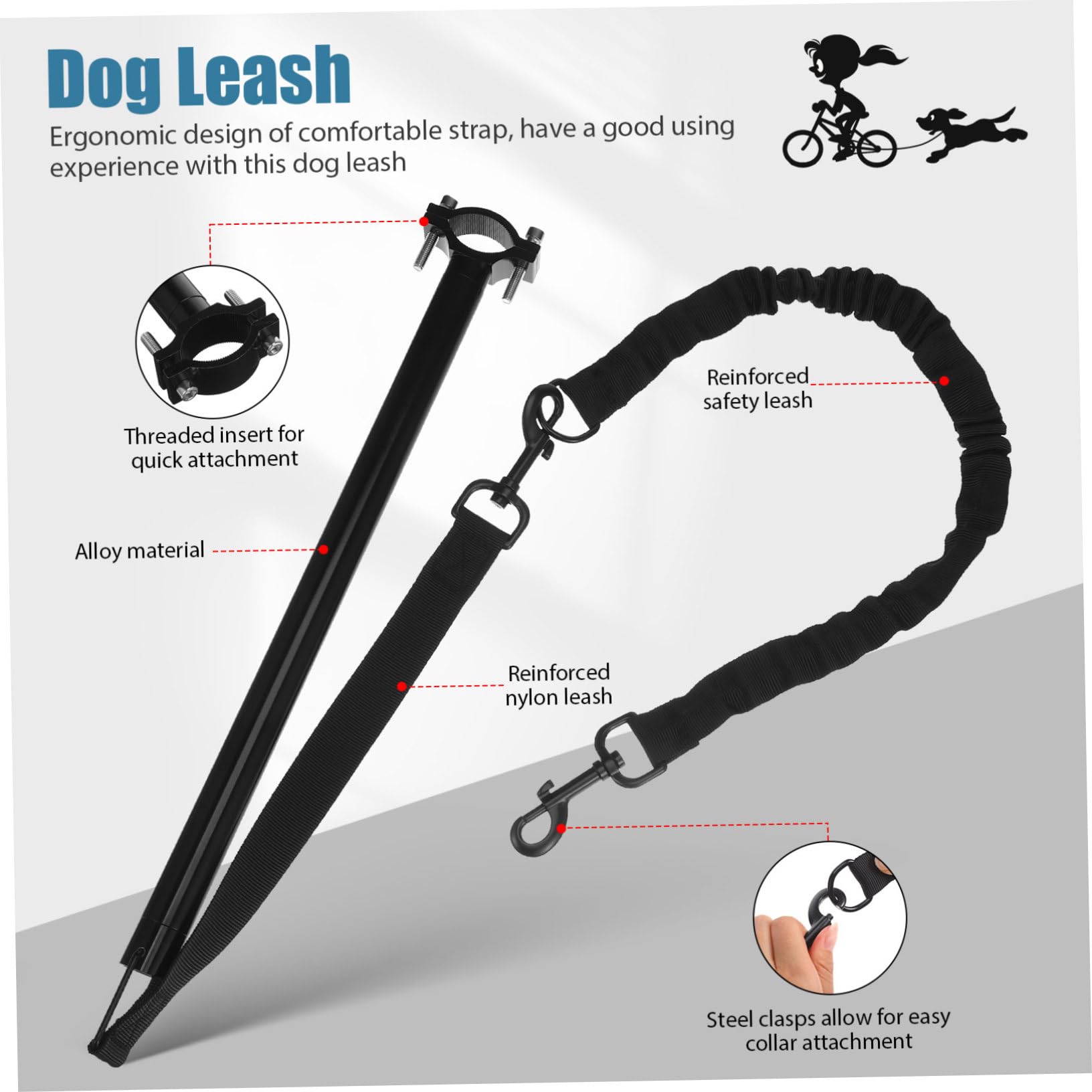 TOYANDONA Guinzaglio per Cani da Bicicletta Regolabile Corda di Trazione Resistente All’usura, Attacco Sicuro per Passeggiate All’aperto Animali Domestici