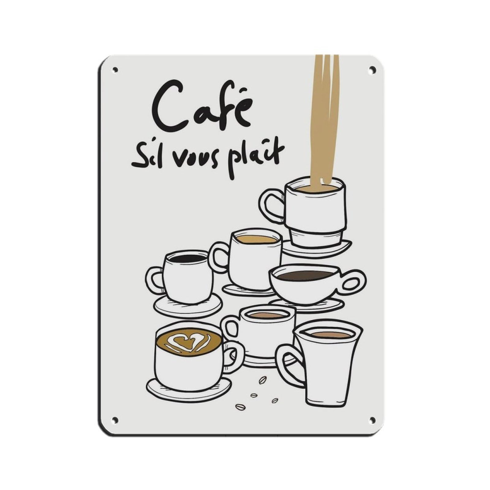 Hand Drawn Coffee Poster, Coffee Cups Retro Poster Metal Tin Sign Chic Art Retro Iron Painting Bar People Cave Cafe Family Garage Poster Wall Decoration 12x16inch(30x40cm)