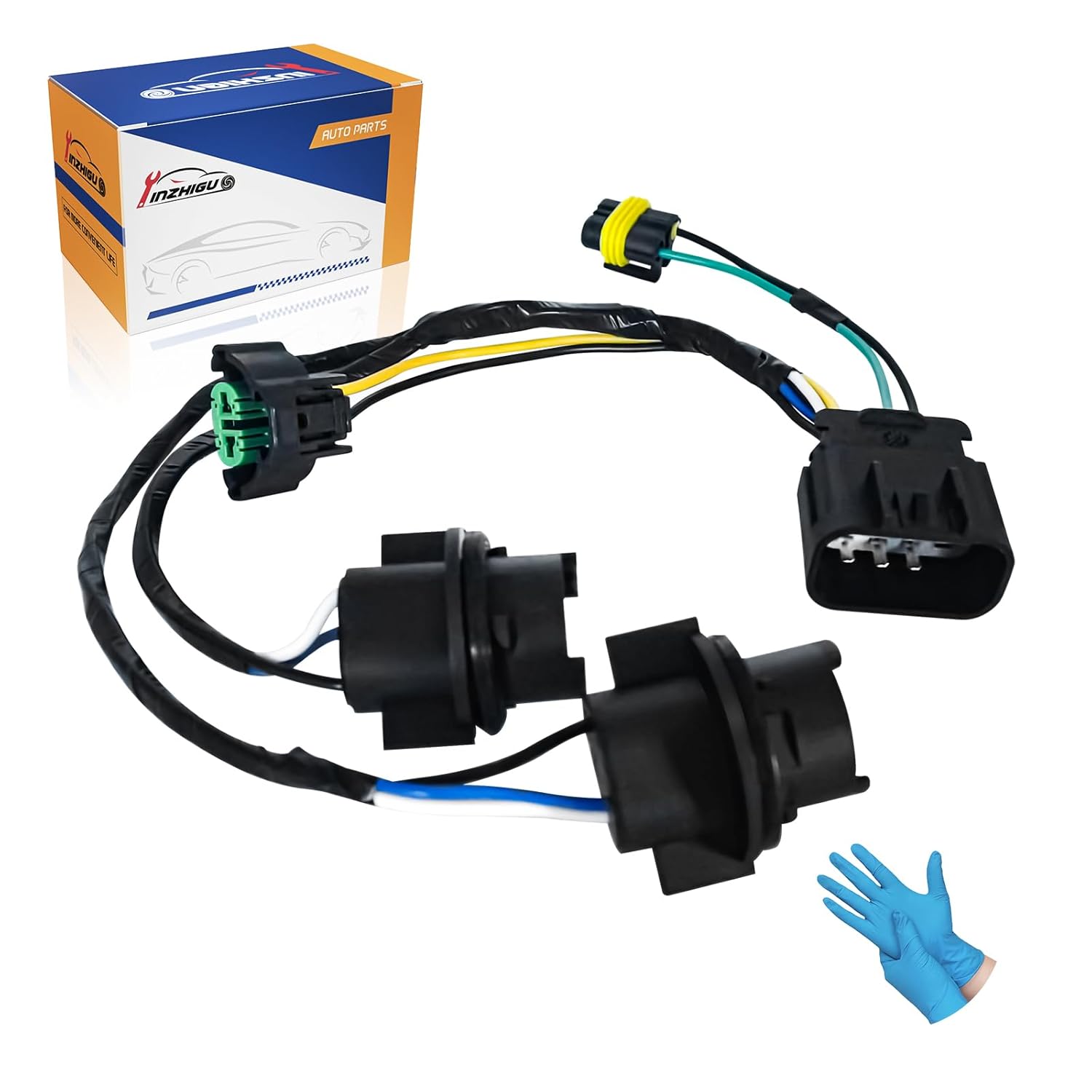 Heavy-Duty Headlight Wiring Harness 2PC for 2007-2014 Chevy Silverado 1500/2500HD/3500HD & GMC Sierra–LED Bulb Ready, Direct Replacement for OE# 645-745, 25962806, 15841609 by YINZHIGUO