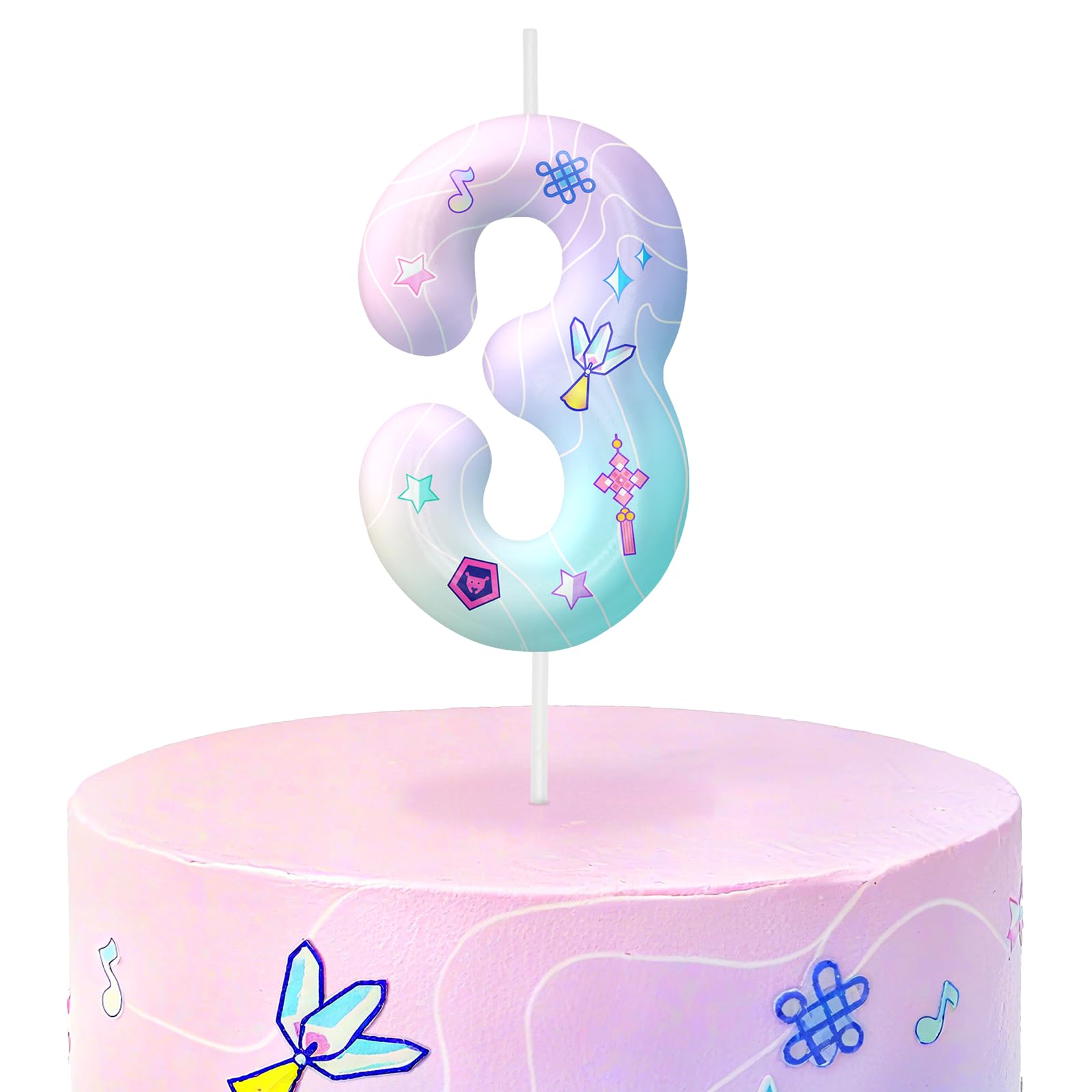 Kpop Number 3 Birthday Candles for Birthday Decorations and Cake Topper