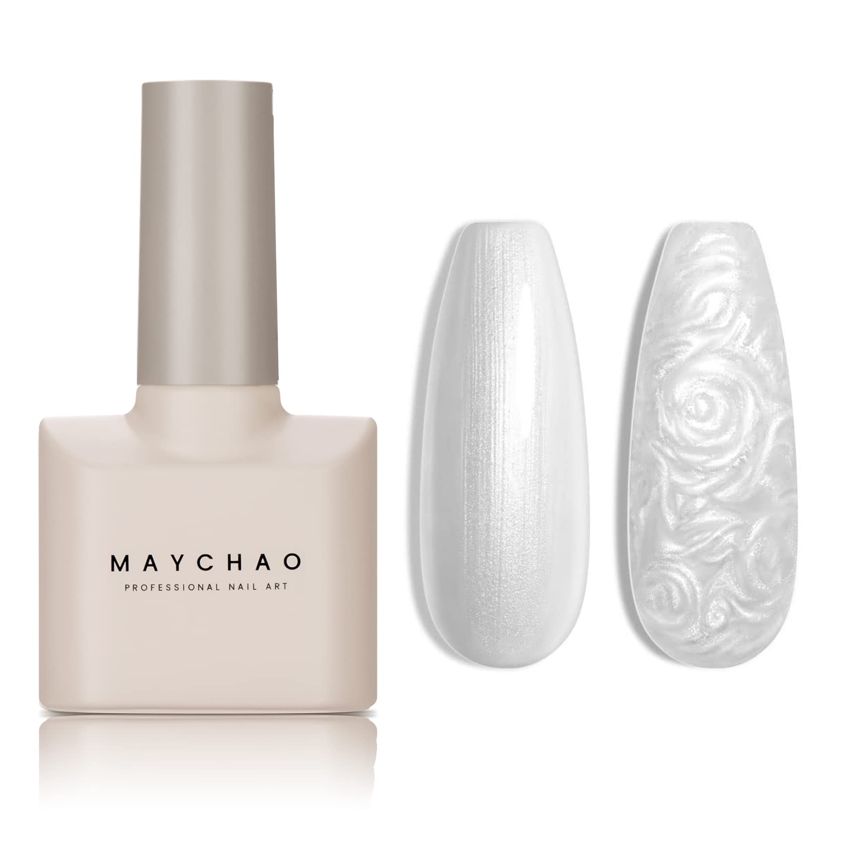 MAYCHAO Pearl Gel Nail Polish, 15ML Pearlescent Shell Shimmer White Gel Polish, Soak Off UV LED Nail Mermaid Gel Polish Nail Art Starter Manicure Salon DIY at Home, 0.5 OZ
