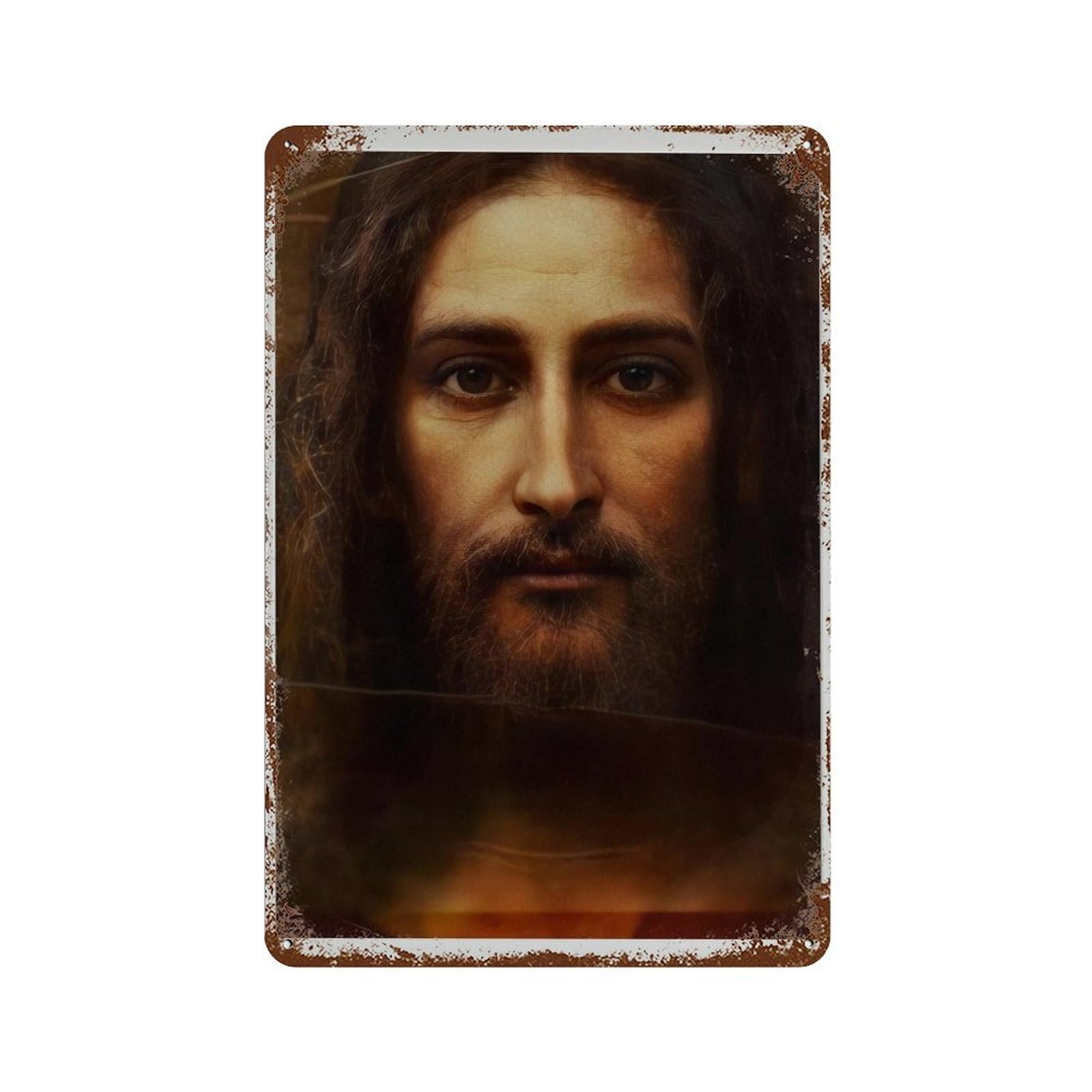 xiaoxiaoshen Sacred Jesus Portrait Shroud of Turin Inspired Christian Wall Decor Art Metal Tin Poster Modern Home Decor Art Home Bar Shop Decorations Vintage Sign 30x20cm