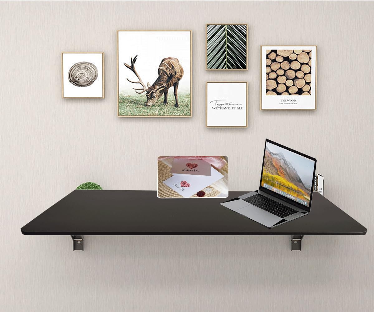 Photo 1 of WANLIAN Hanging Folding Table, Folding Table, Kitchen Dining Table, Computer Workstation, Children's Table, Floating Table (Iron Gray)